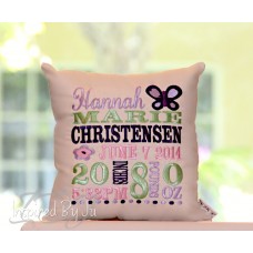 Butterfly: Round Wings - Birth Announcement Pillow